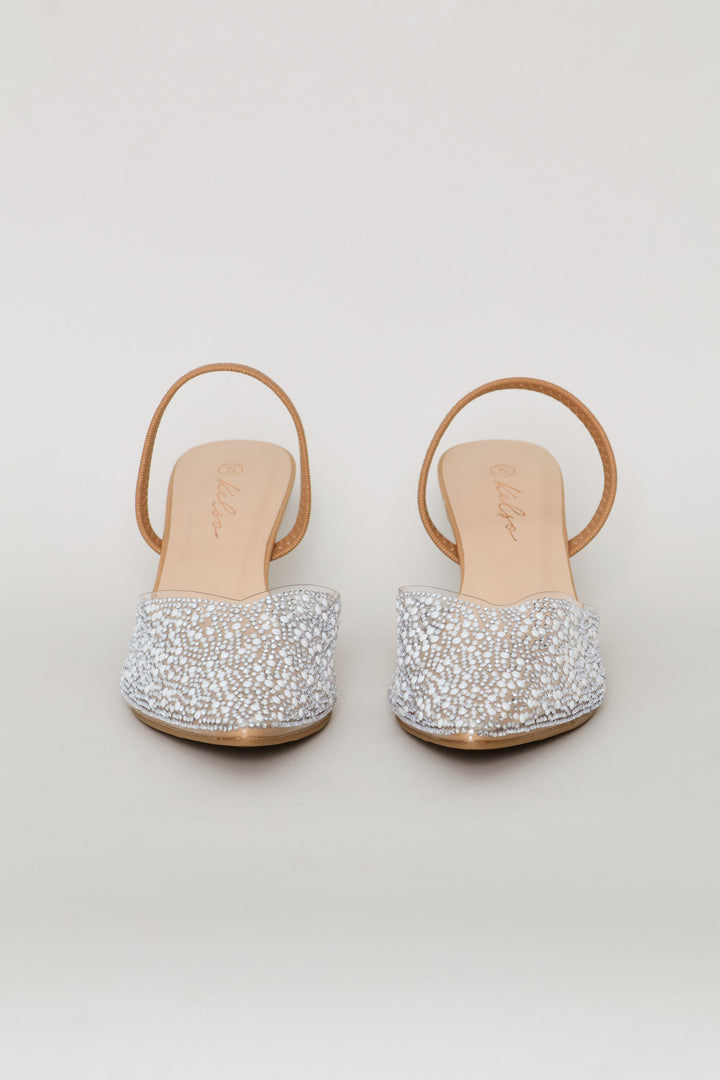Vinyl Mule Kitten Heel - Nude