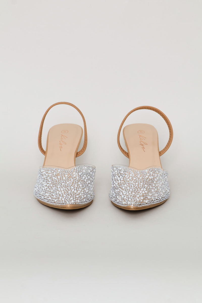 Vinyl Mule Kitten Heel - Nude