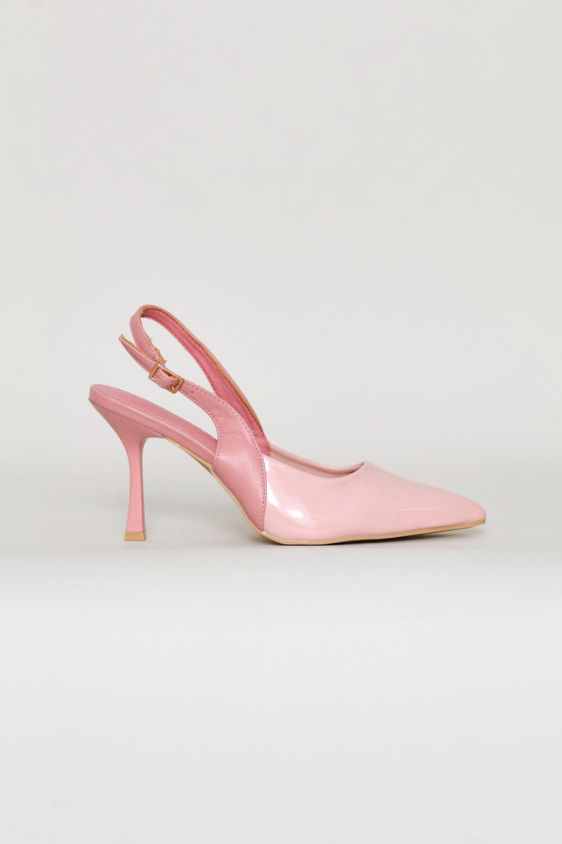 Two Tone Slingback Mule Heel - Dusty Pink