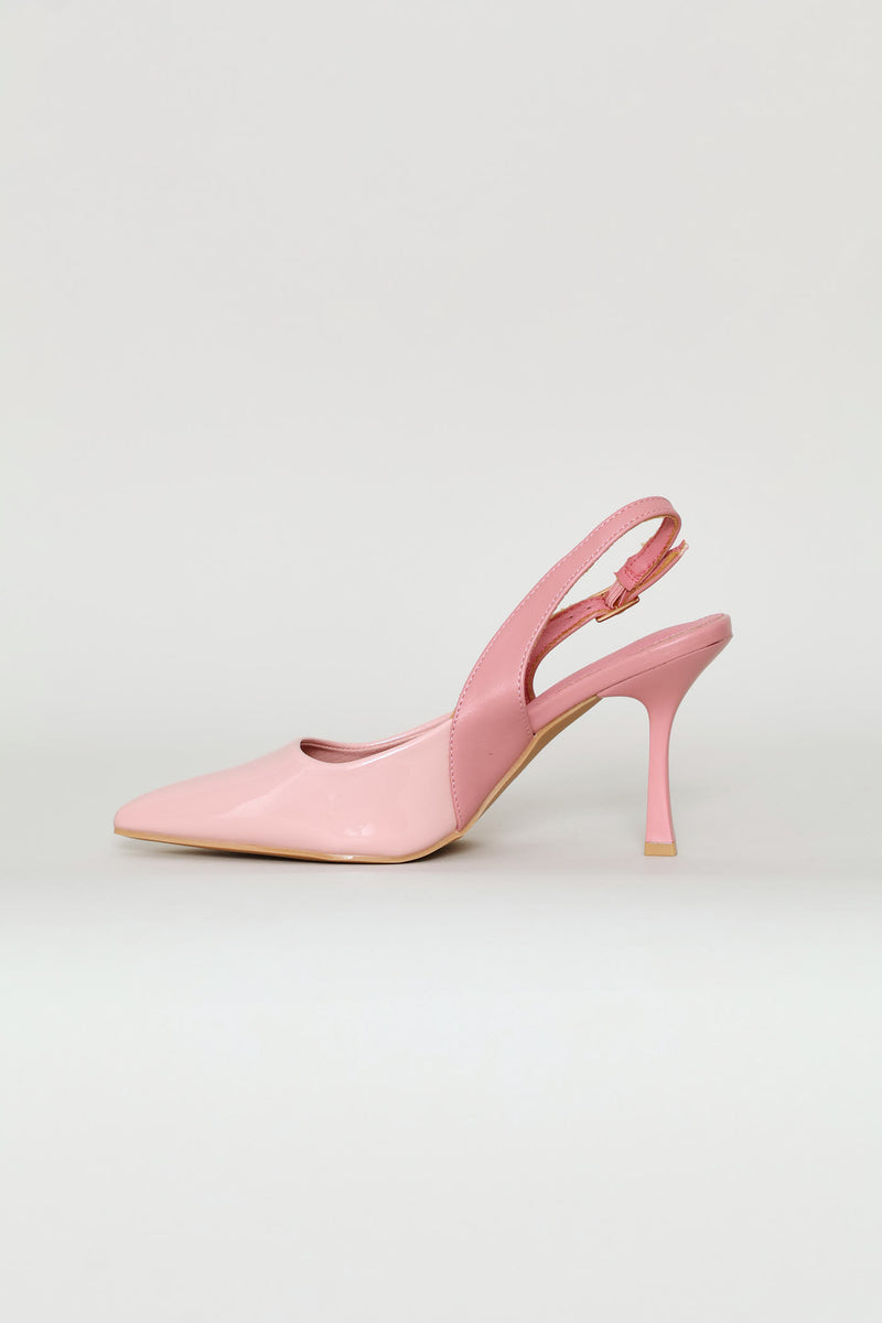 Two Tone Slingback Mule Heel - Dusty Pink