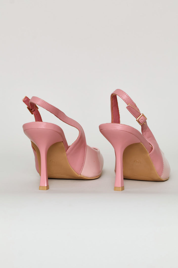 Two Tone Slingback Mule Heel - Dusty Pink
