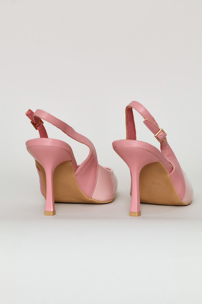 Two Tone Slingback Mule Heel - Dusty Pink