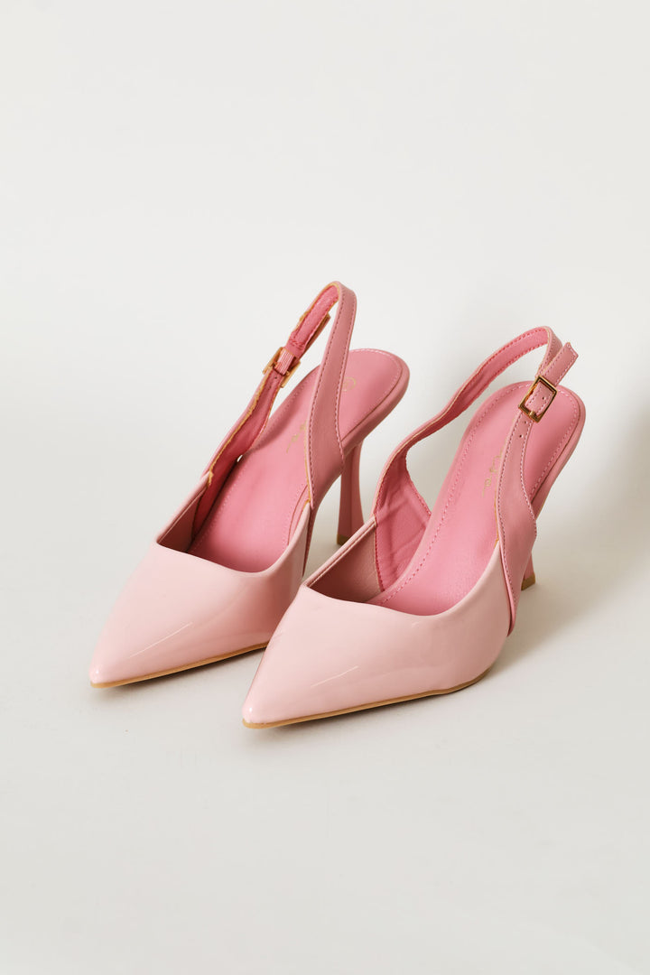 Two Tone Slingback Mule Heel - Dusty Pink