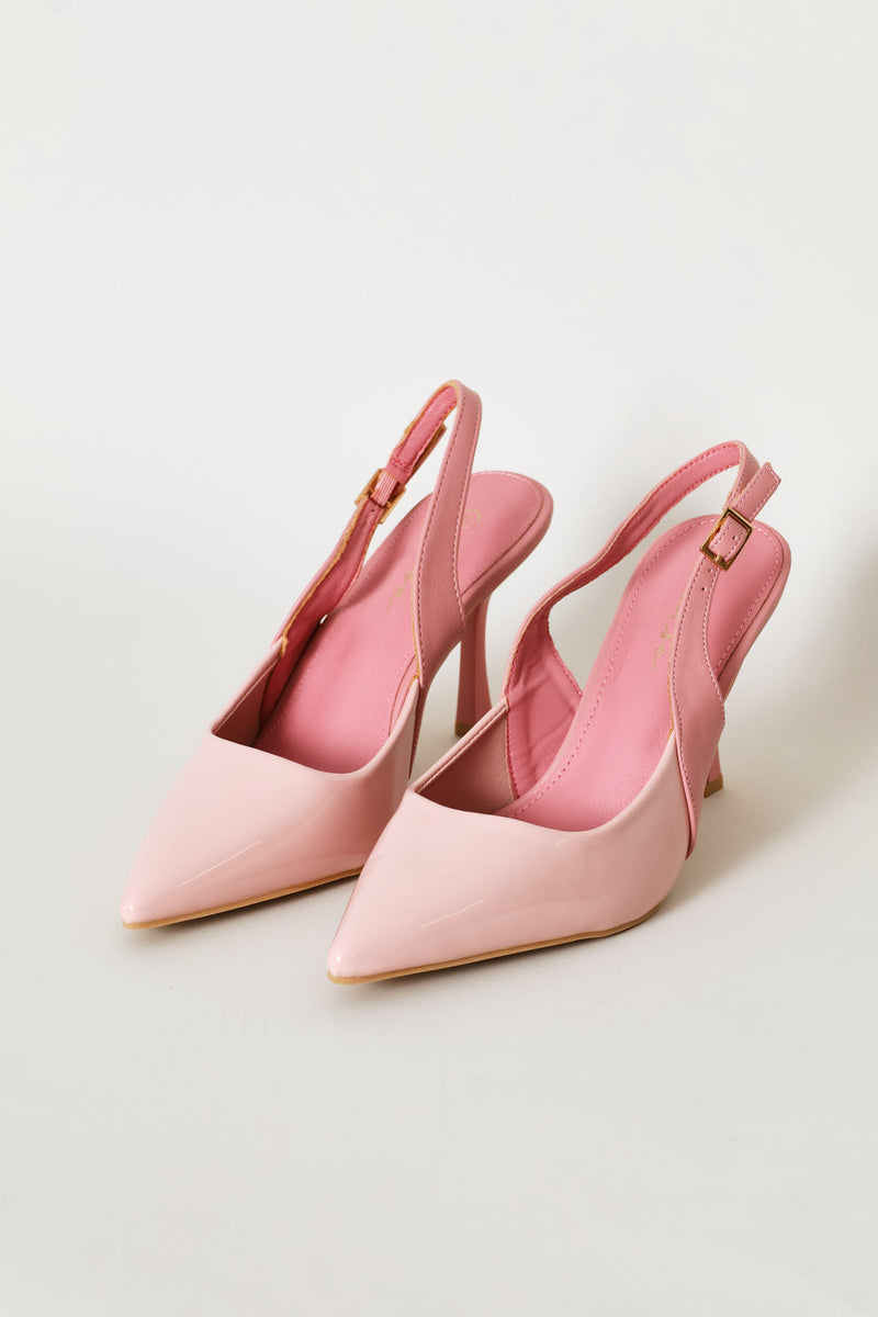 Two Tone Slingback Mule Heel - Dusty Pink