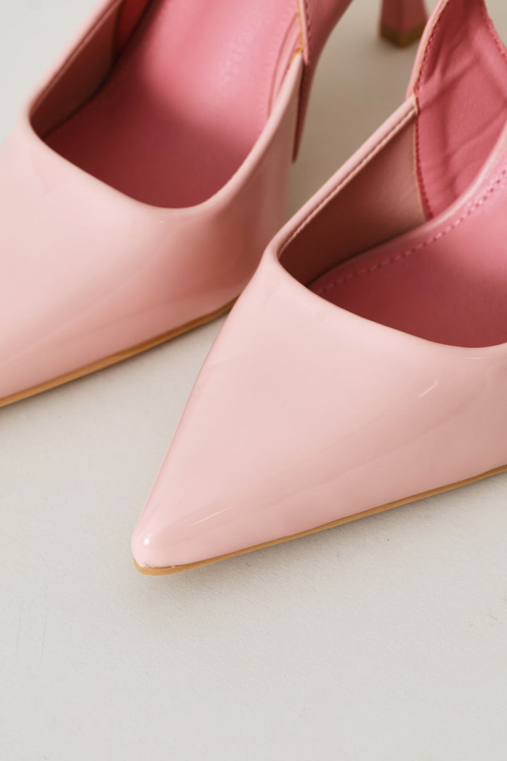 Two Tone Slingback Mule Heel - Dusty Pink