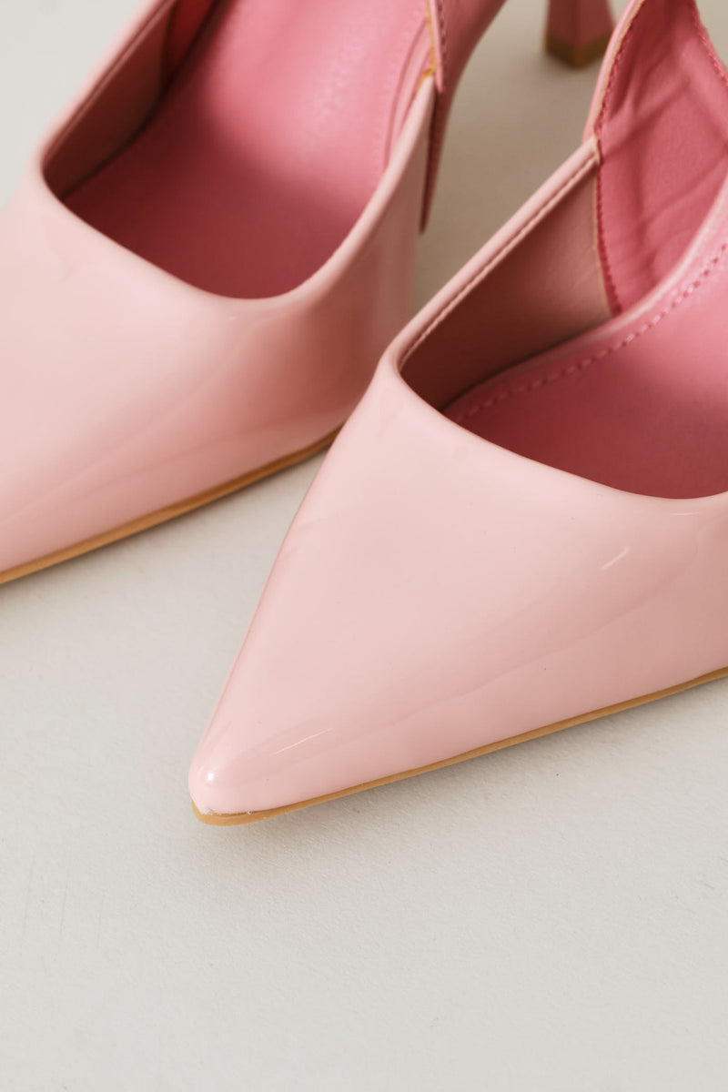 Two Tone Slingback Mule Heel - Dusty Pink