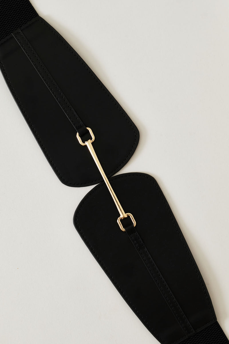 Gold Detail Waist Belt - Black