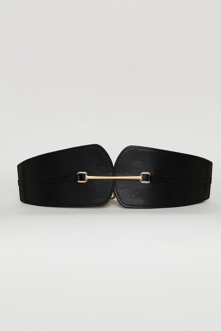 Gold Detail Waist Belt - Black