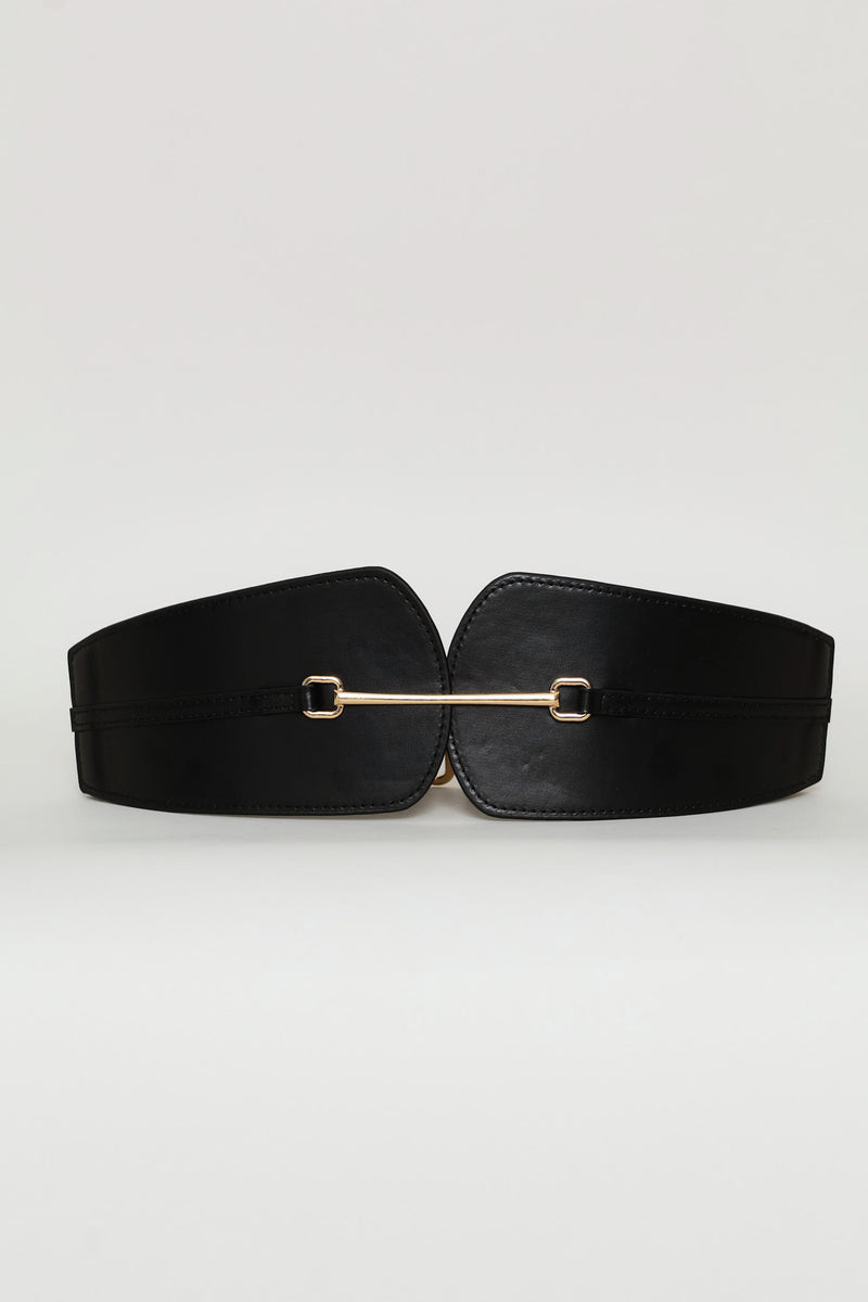 Gold Detail Waist Belt - Black