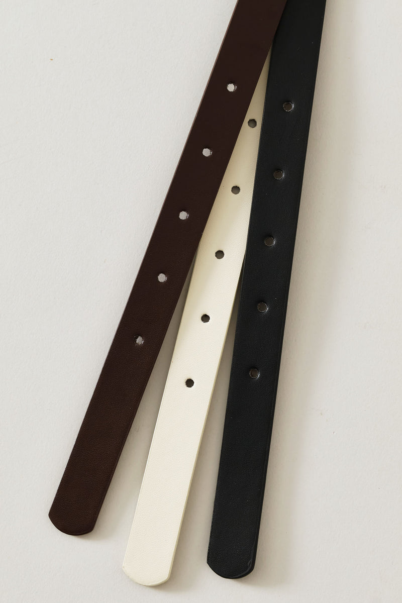 3 Pack Square Gold Buckle Belt - Black/Cream/Brown