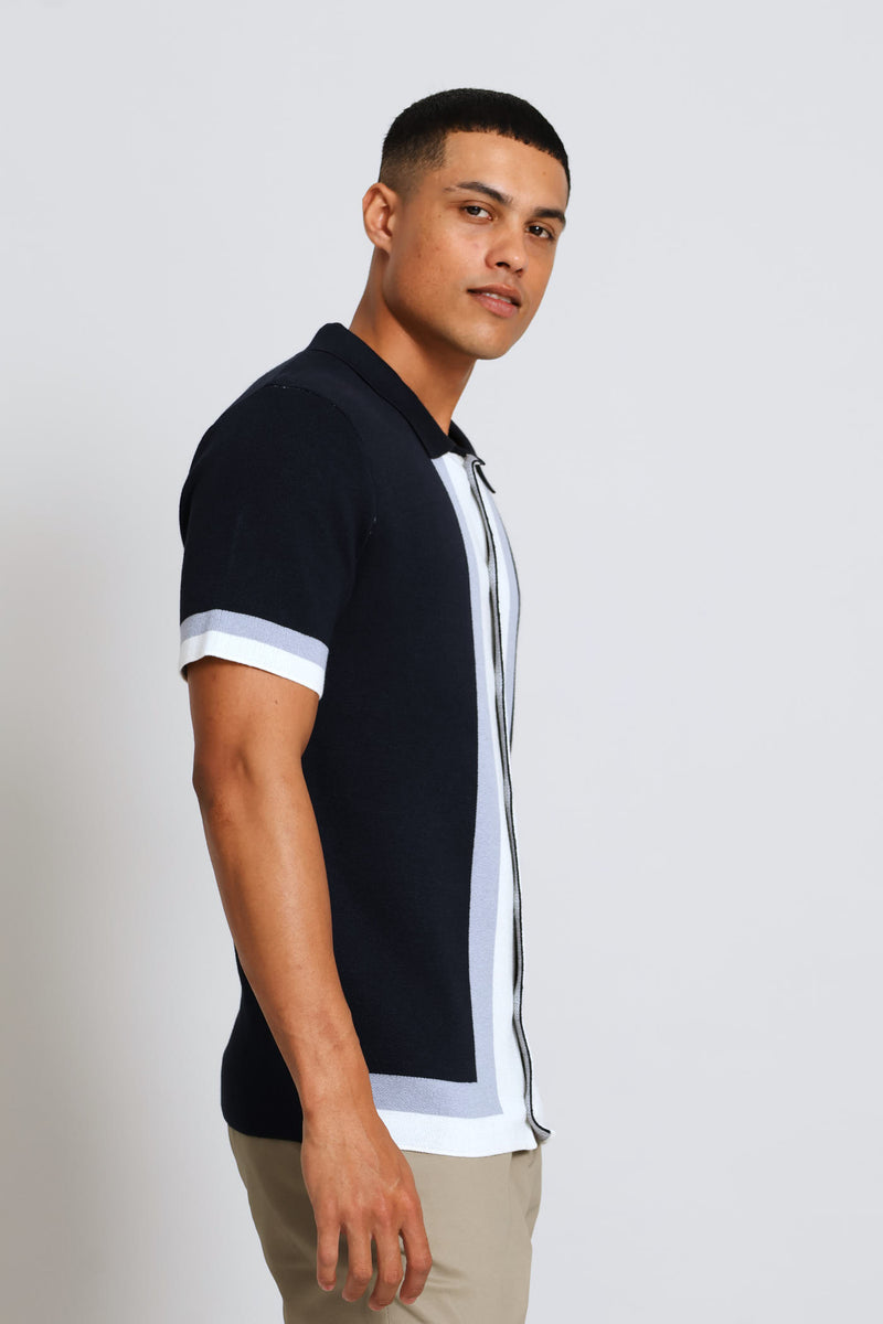 Colour Block Knit Shirt - Multi