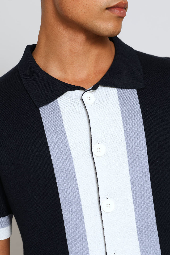 Colour Block Knit Shirt - Multi