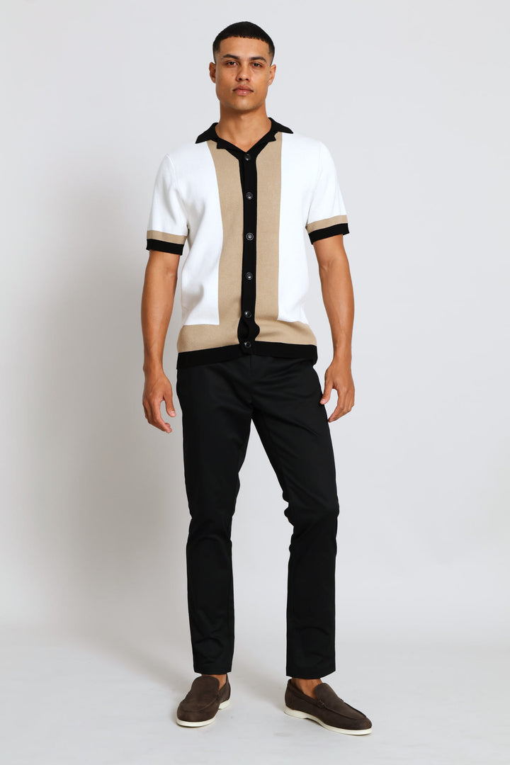 Colour Block Knit Shirt - Neutral