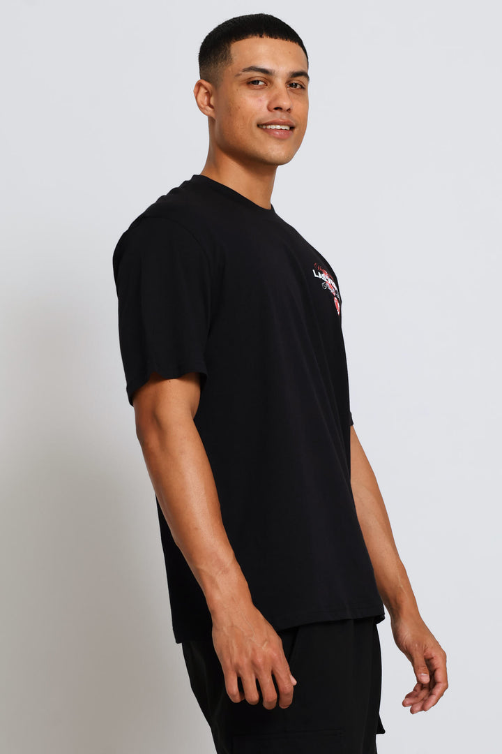 Las Vegas Front & Back Print Tee - Black