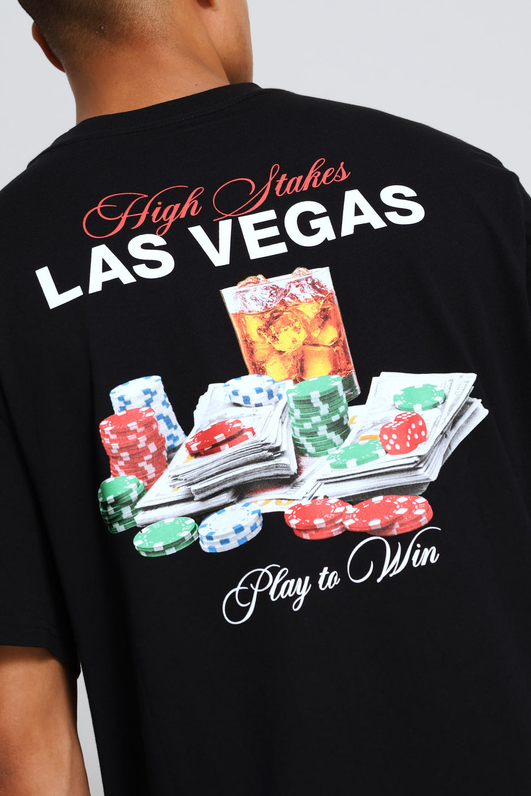 Las Vegas Front & Back Print Tee - Black