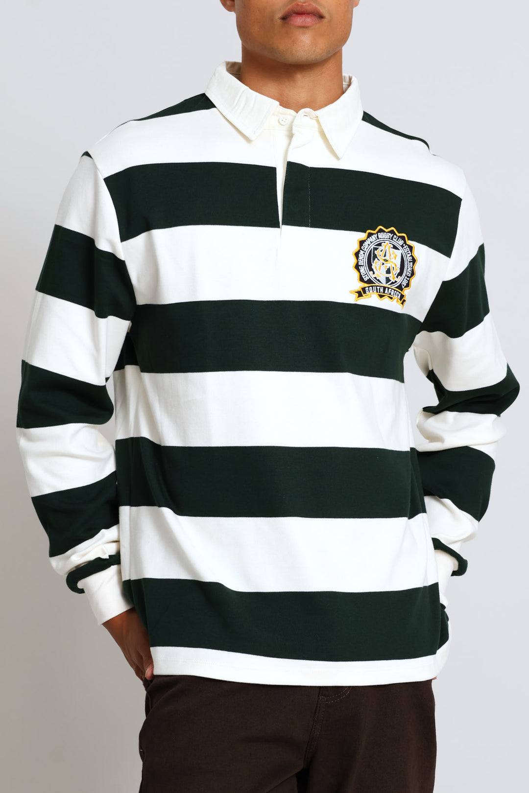 Ecru Bok Stripe Rugby Jersey - Green