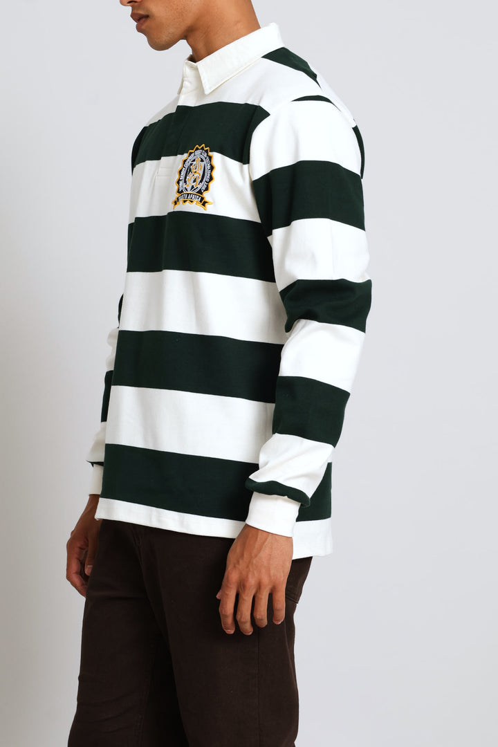 Ecru Bok Stripe Rugby Jersey - Green