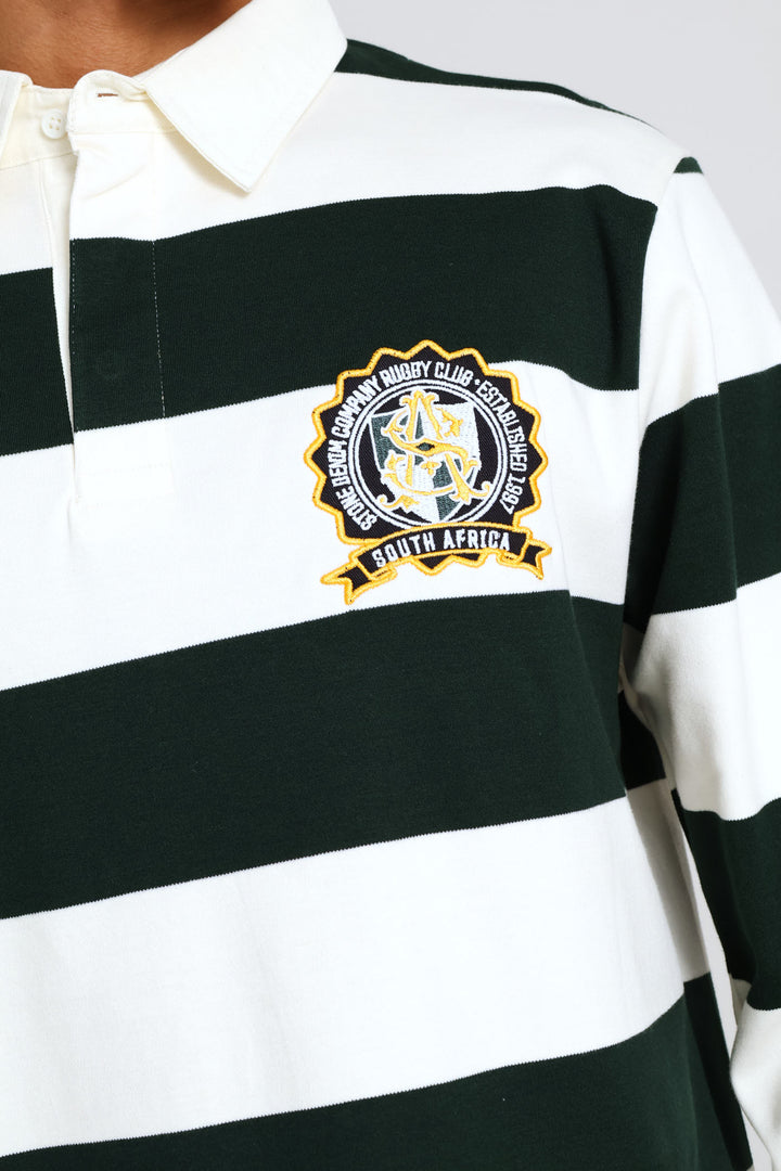Ecru Bok Stripe Rugby Jersey - Green