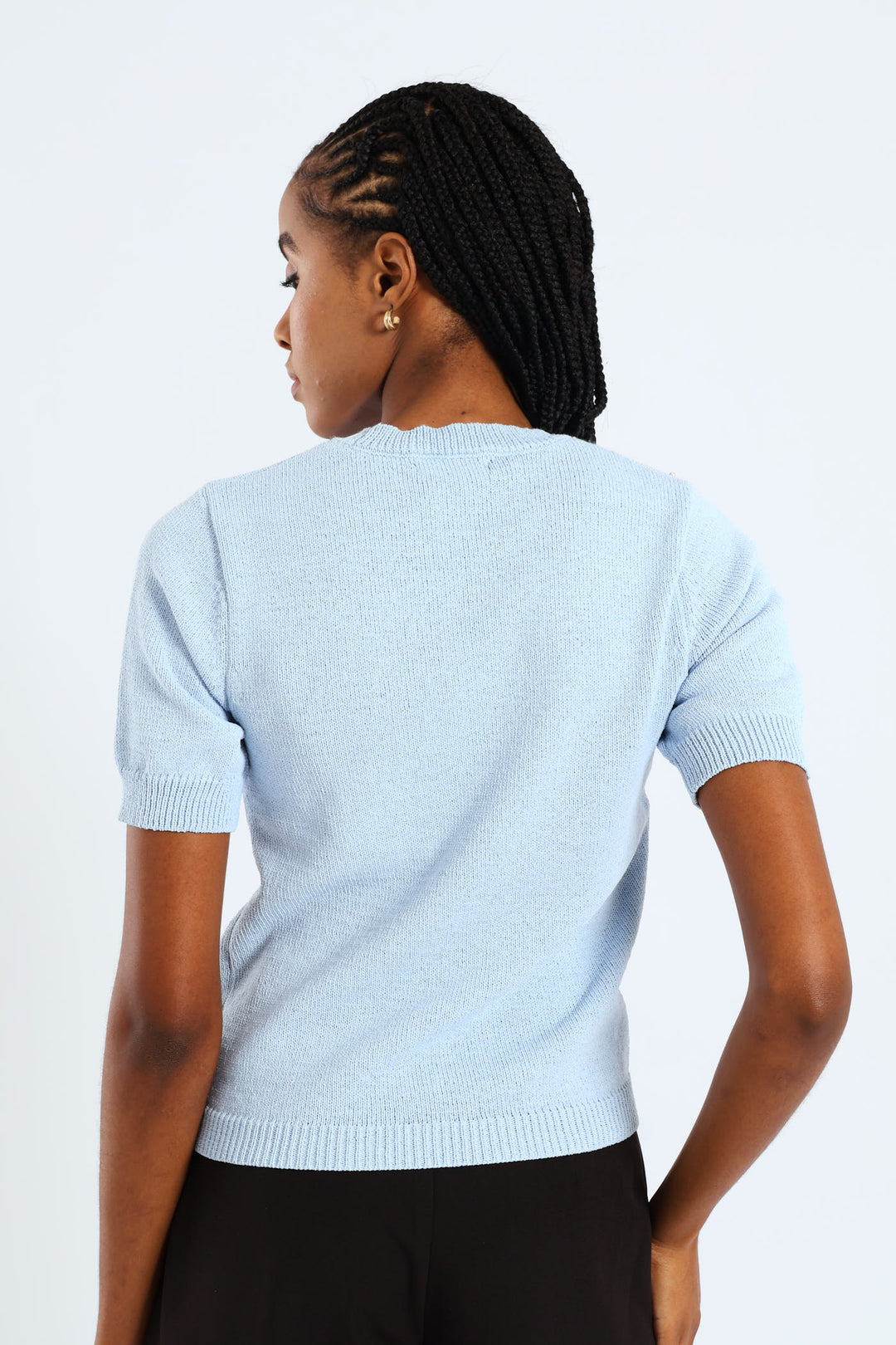 Pearl Embellished Pullover - Light Blue