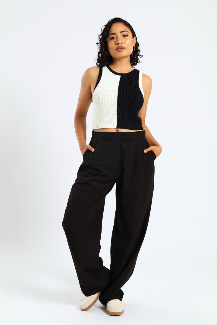 Blocked Knit Tank - Black/White