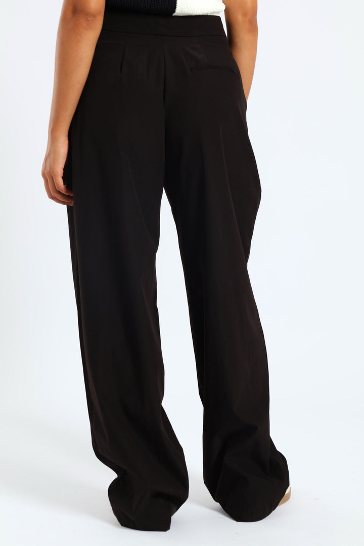 Smart Baggy Pleated Trouser - Black