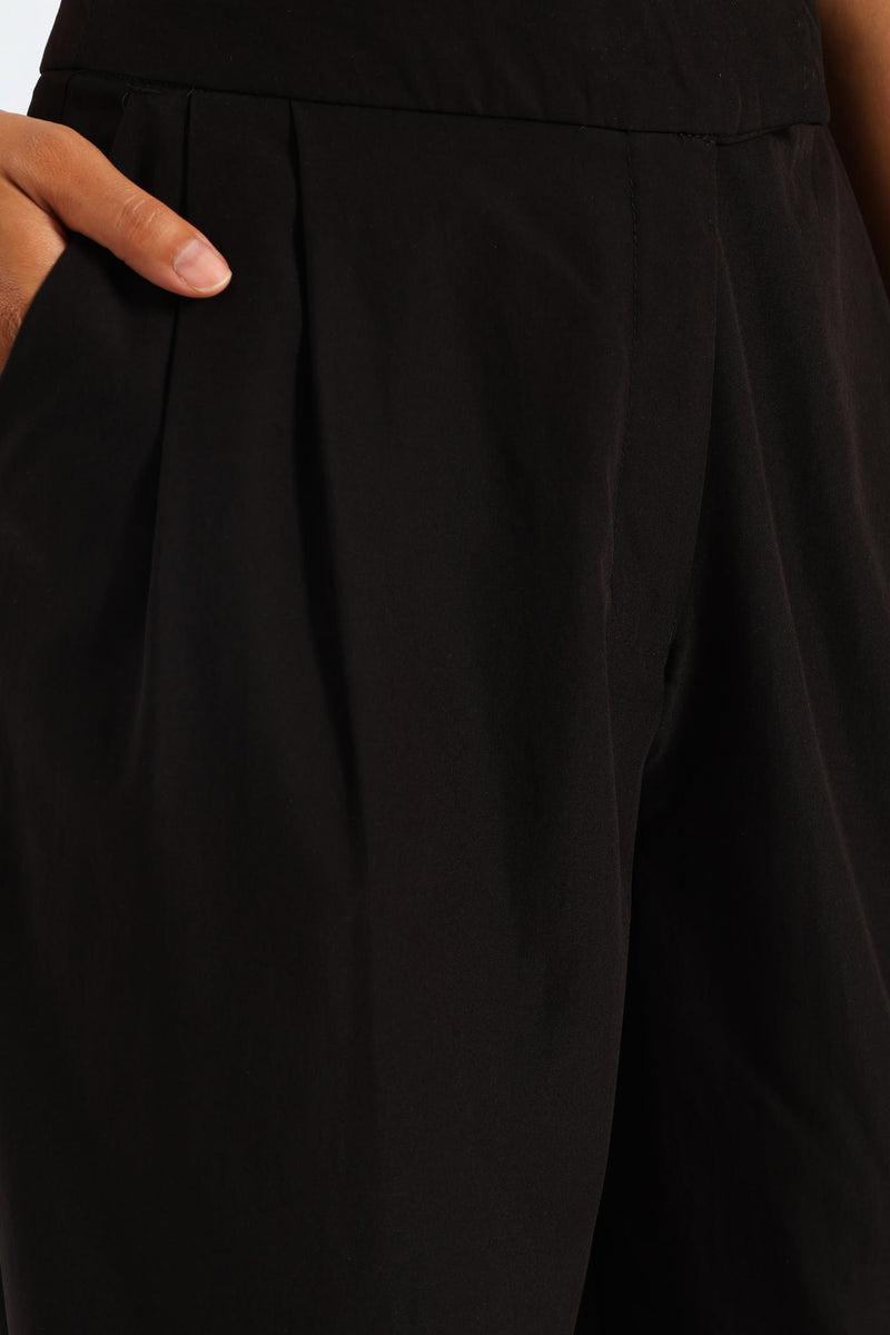 Smart Baggy Pleated Trouser - Black