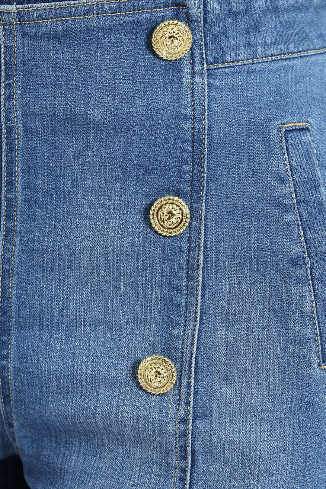 Decorative Button Welt Pocket Shorts - Light Blue