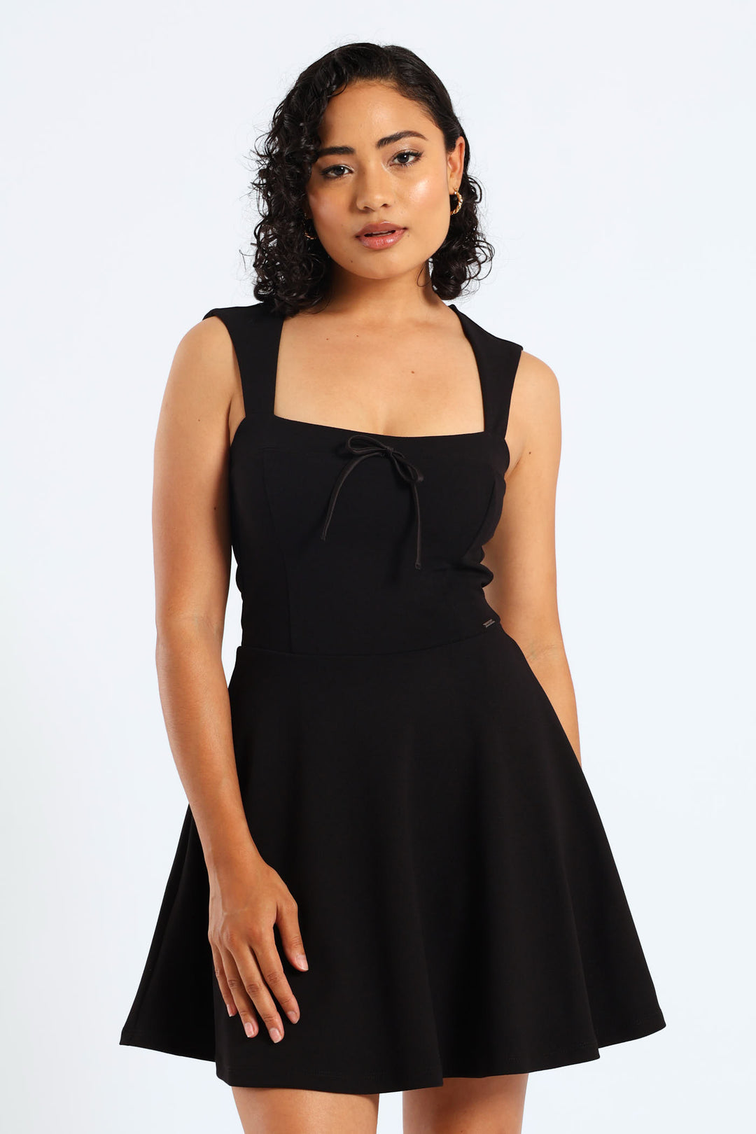 Ladies Sweetheart Neckline Mini Skater Dress - Black  Edgars