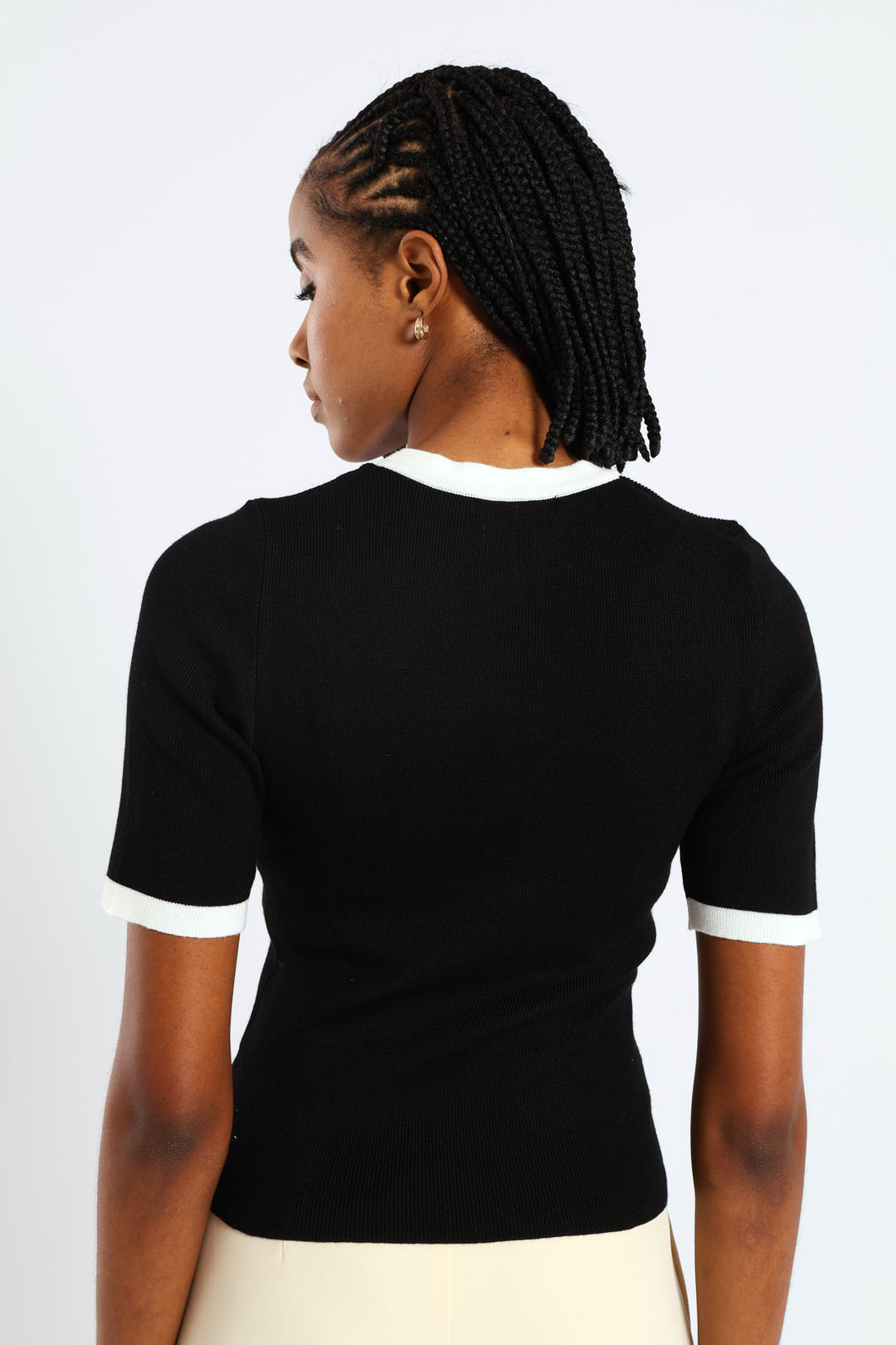 Tipped Pullover - Black/White