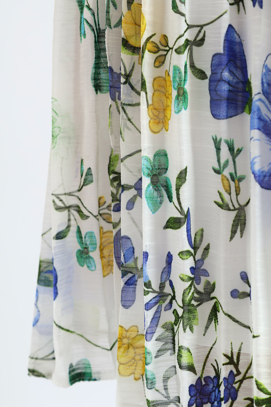 Keyhole Floral Pleated Tea Dress - Blue