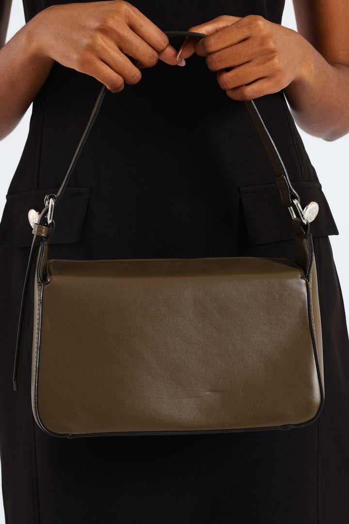 Magnetic Closure Shoulder Bag - Fatigue