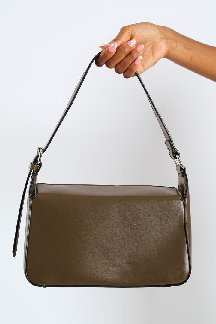 Magnetic Closure Shoulder Bag - Fatigue