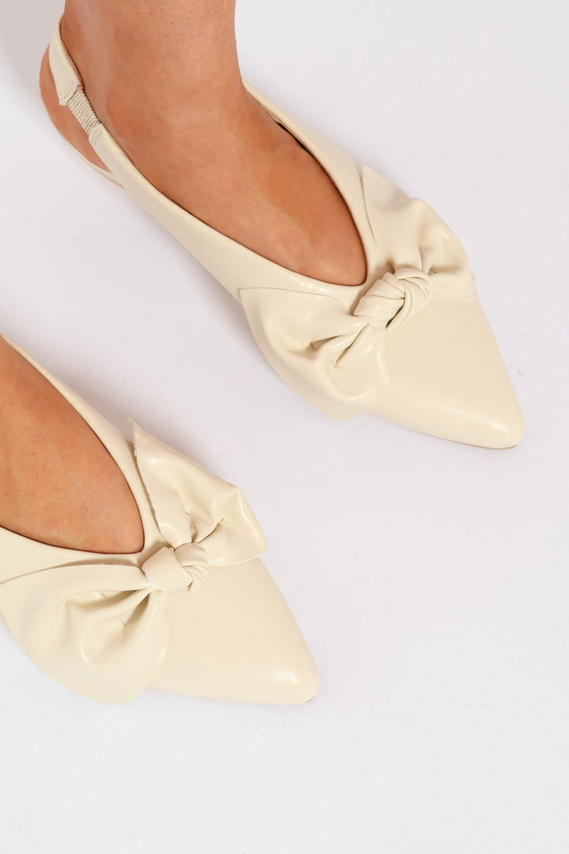 Pointy Bow Slingback Mule - Stone