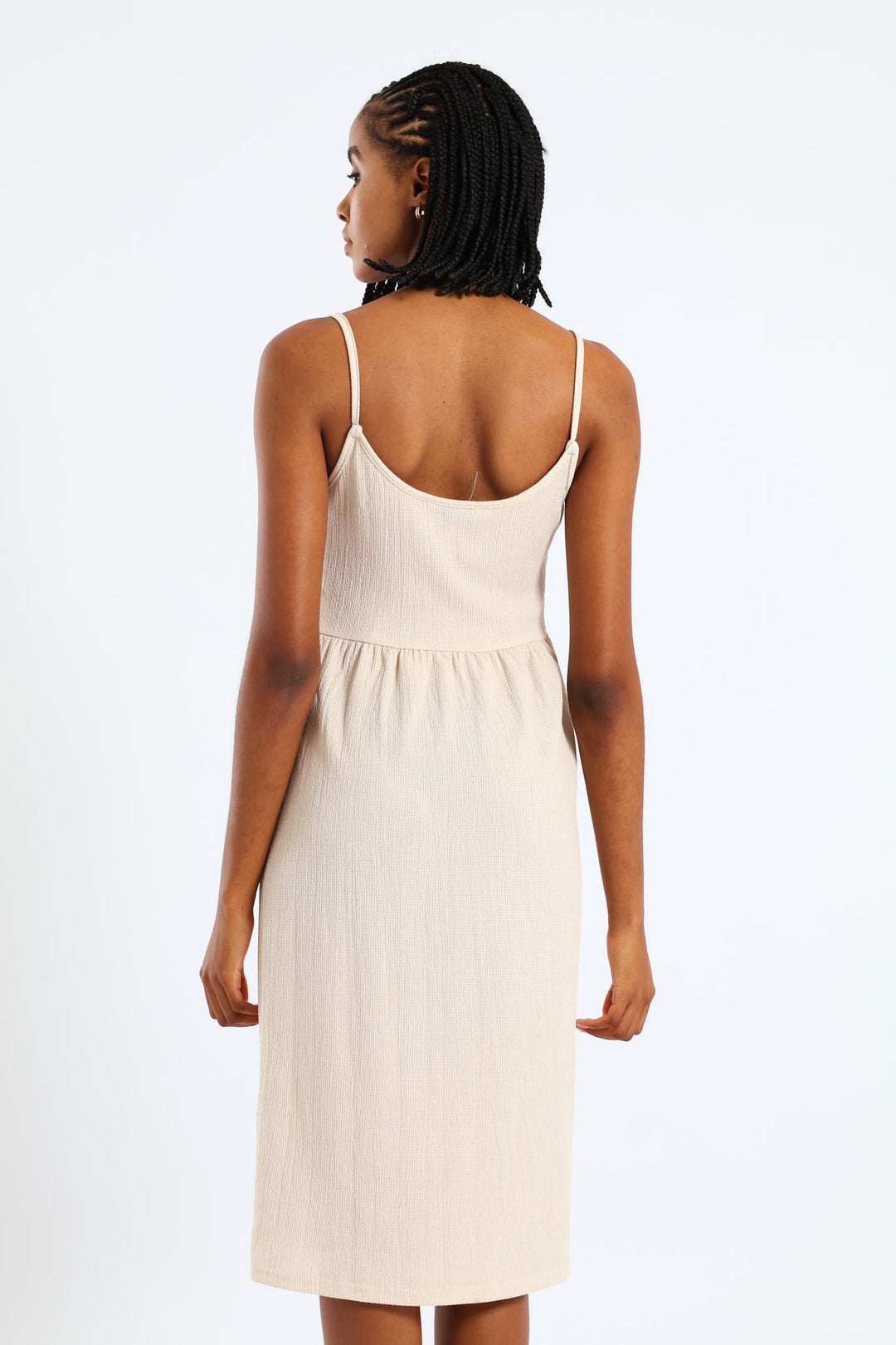 Sleeveless Strappy Button Sun Dress - Pebble