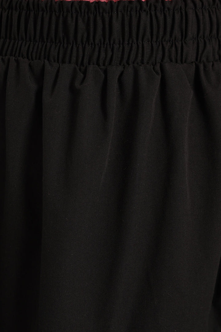 Tiered Poplin Flare Midaxi Skirt - Black