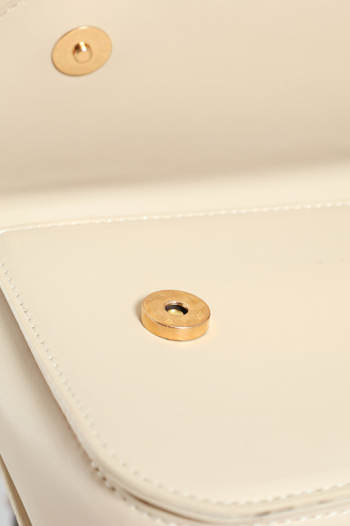 Gold Hardware Satchel - Beige