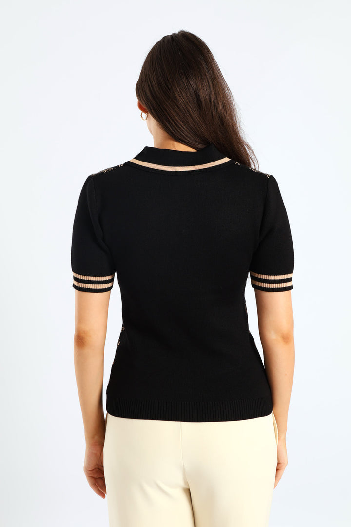 Geo Golfer Tee - Black