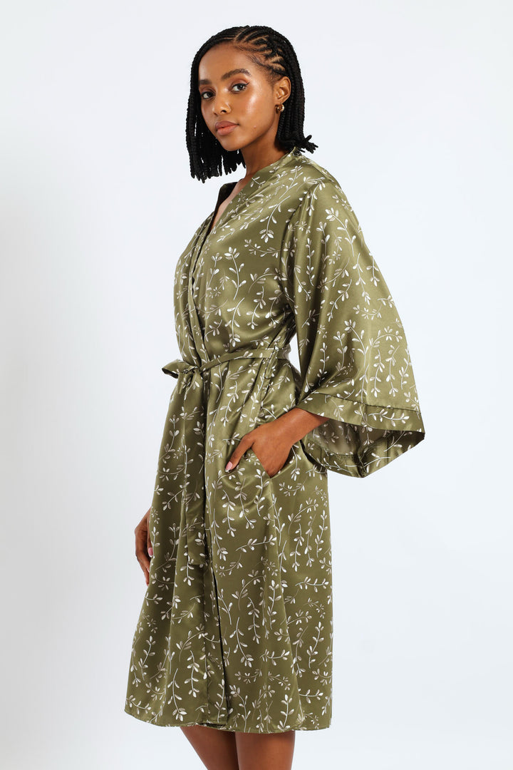 3/4 Satin Sprigs Gown - Fatigue