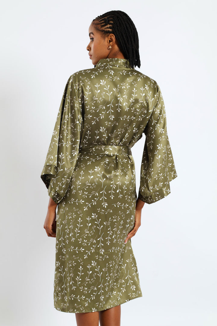 3/4 Satin Sprigs Gown - Fatigue