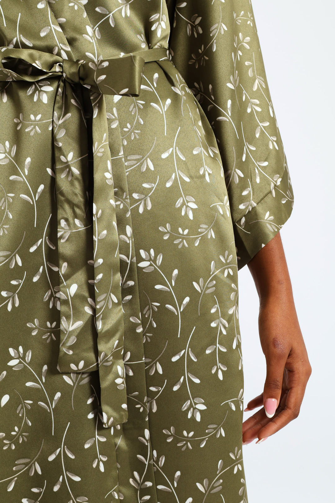 3/4 Satin Sprigs Gown - Fatigue