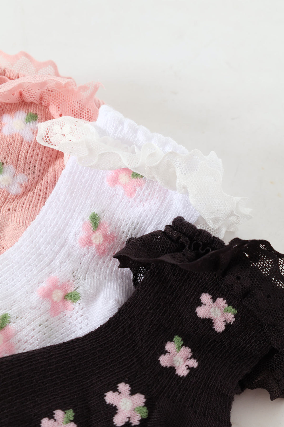 Baby Girls 3 Pack Pastels Ruffled Cotton Socks - Multi