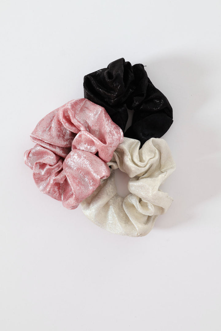 Girls 3 Pack Bright Silky Scrunchie - Multi
