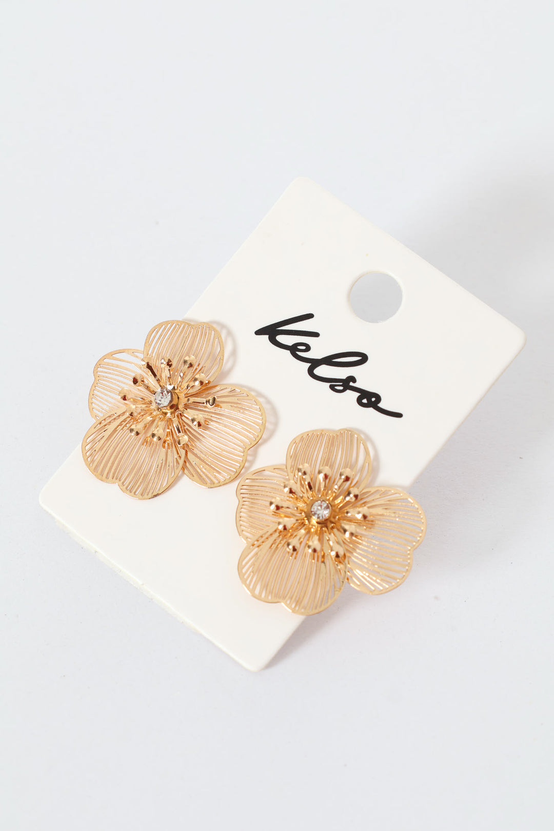 Floral Fashion Stud Earrings - Gold