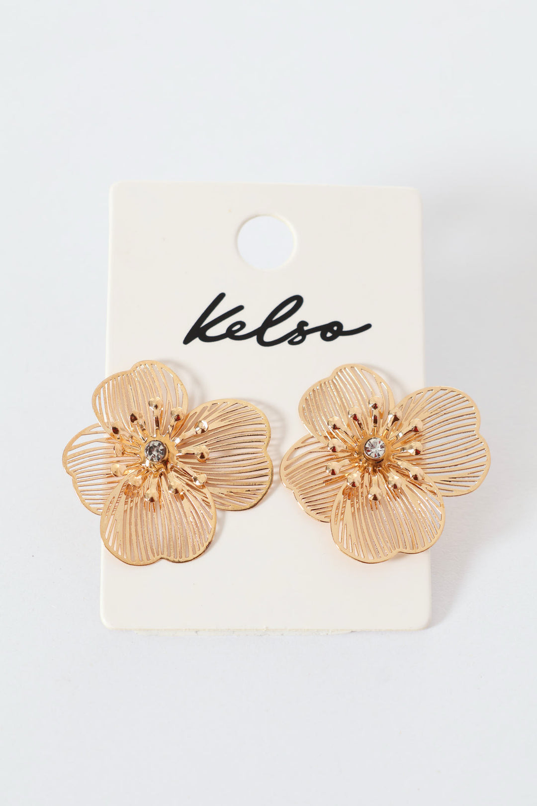 Floral Fashion Stud Earrings - Gold
