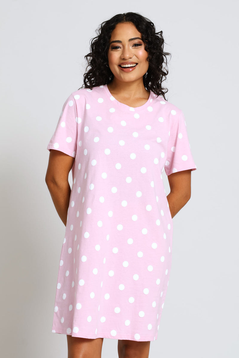 Spot Sleepshirt - Dusty Pink