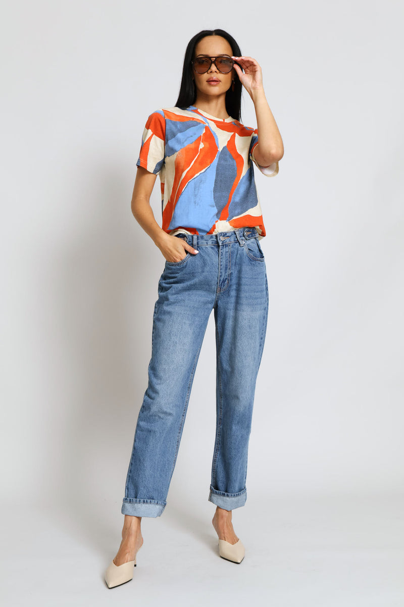 Abstract Print Boxy Tee - Multi