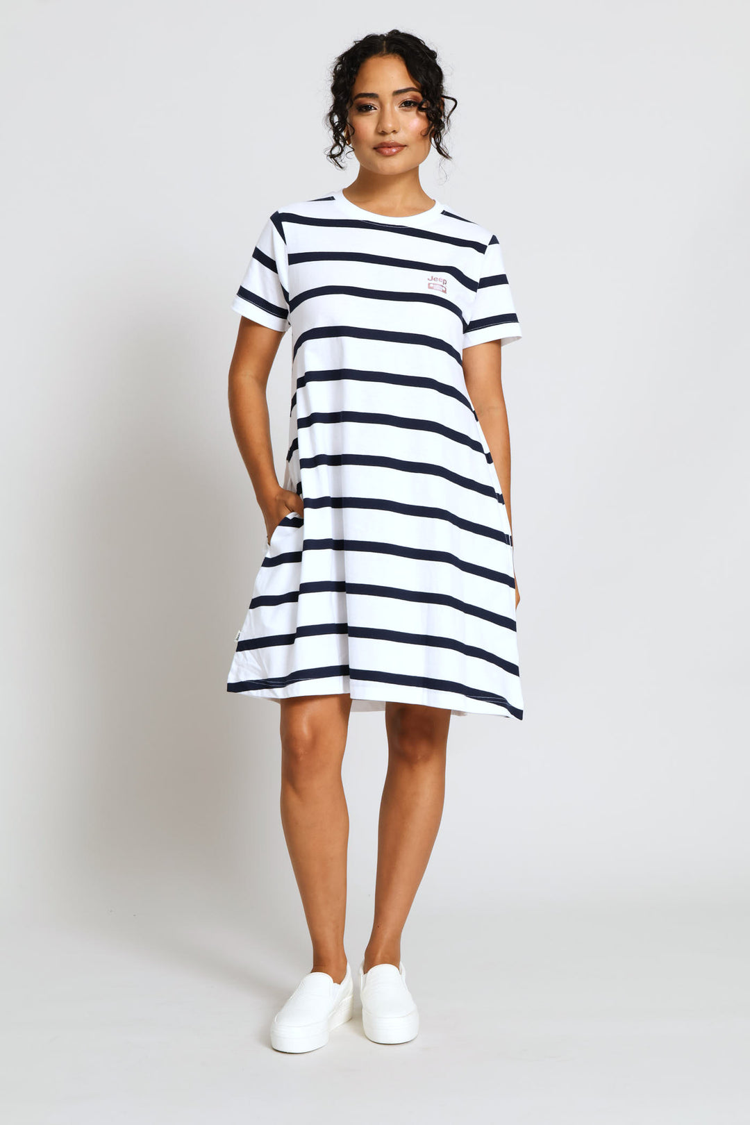 Striped Citilite Dress - White