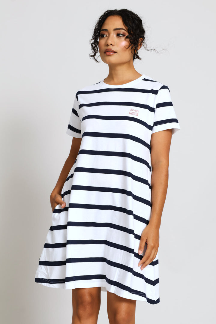 Striped Citilite Dress - White