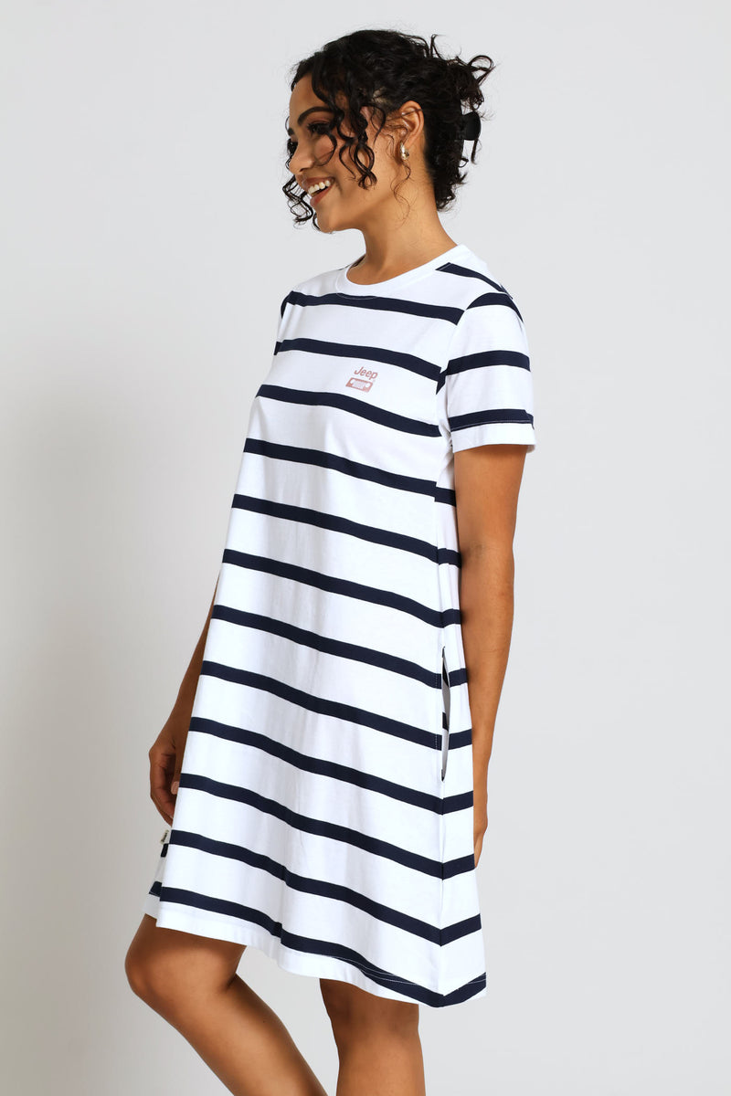 Striped Citilite Dress - White