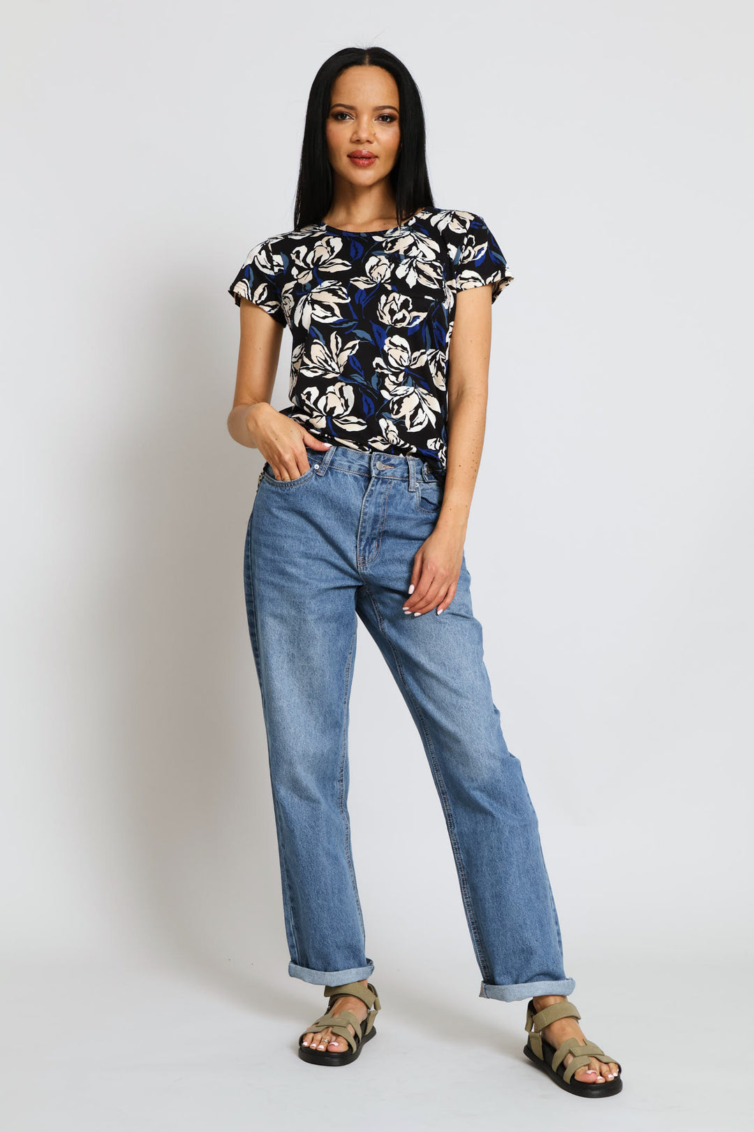 Printed Pocket Tee - Navy